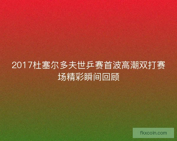 2017杜塞尔多夫世乒赛首波高潮双打赛场精彩瞬间回顾